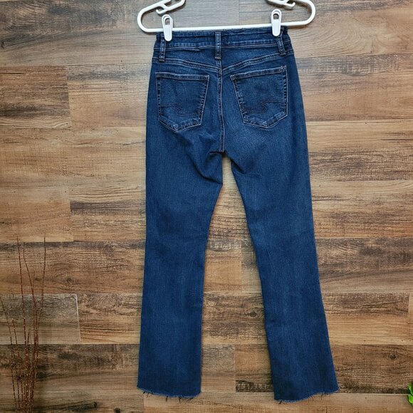 Silver Jeans Size 25 Avery Slim Bootcut Raw Hem Low Rise Dark Wash Western - Picture 2 of 11